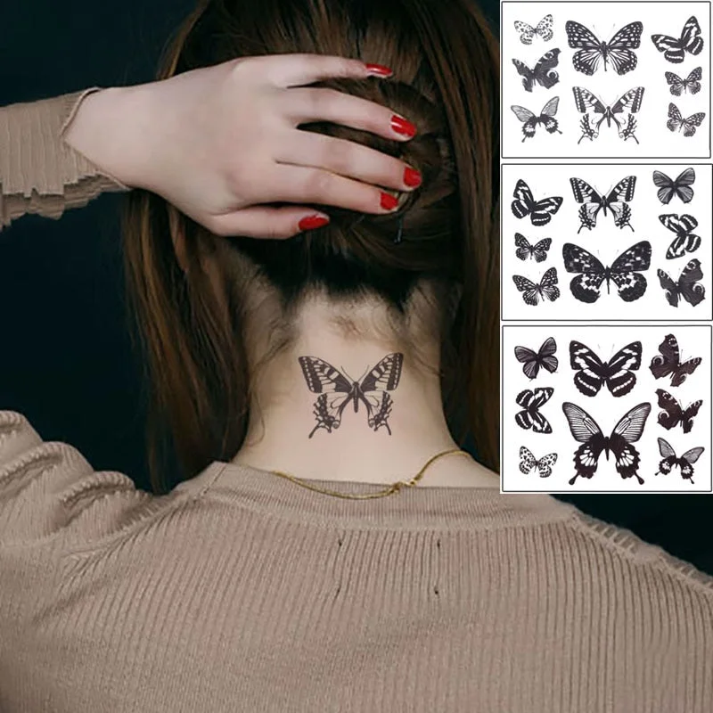 Waterproof Temporary Tattoo Sticker Butterfly Fake Tatto Flash Tatoo leg Arm hand foot tatouage for Girl Women lady