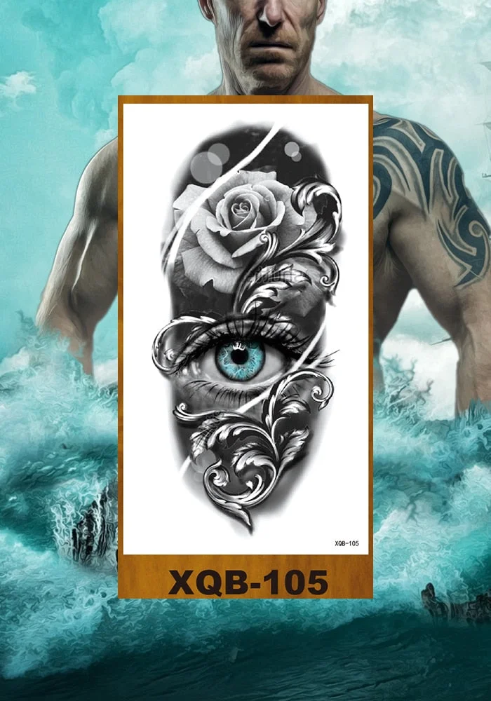 Temporary Tattoos Stickers Women Girl Chest Arm Fake Tatoo Lotus Peony Rose Magnolia Flowers Totem Face Body Makeup Waterproof