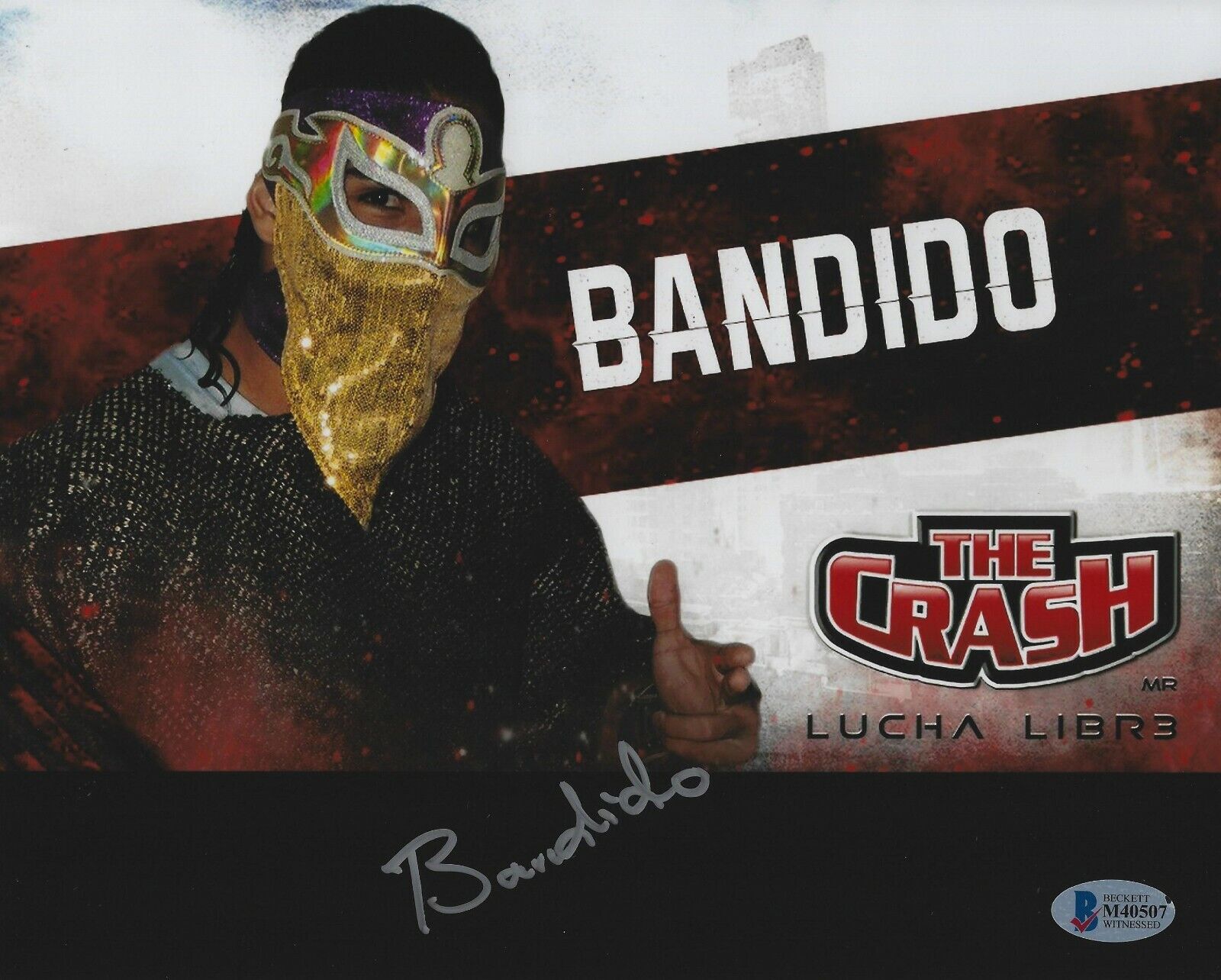 Bandido Signed 8x10 Photo Poster painting BAS Beckett COA All In ROH The Crash Lucha Libre Auto