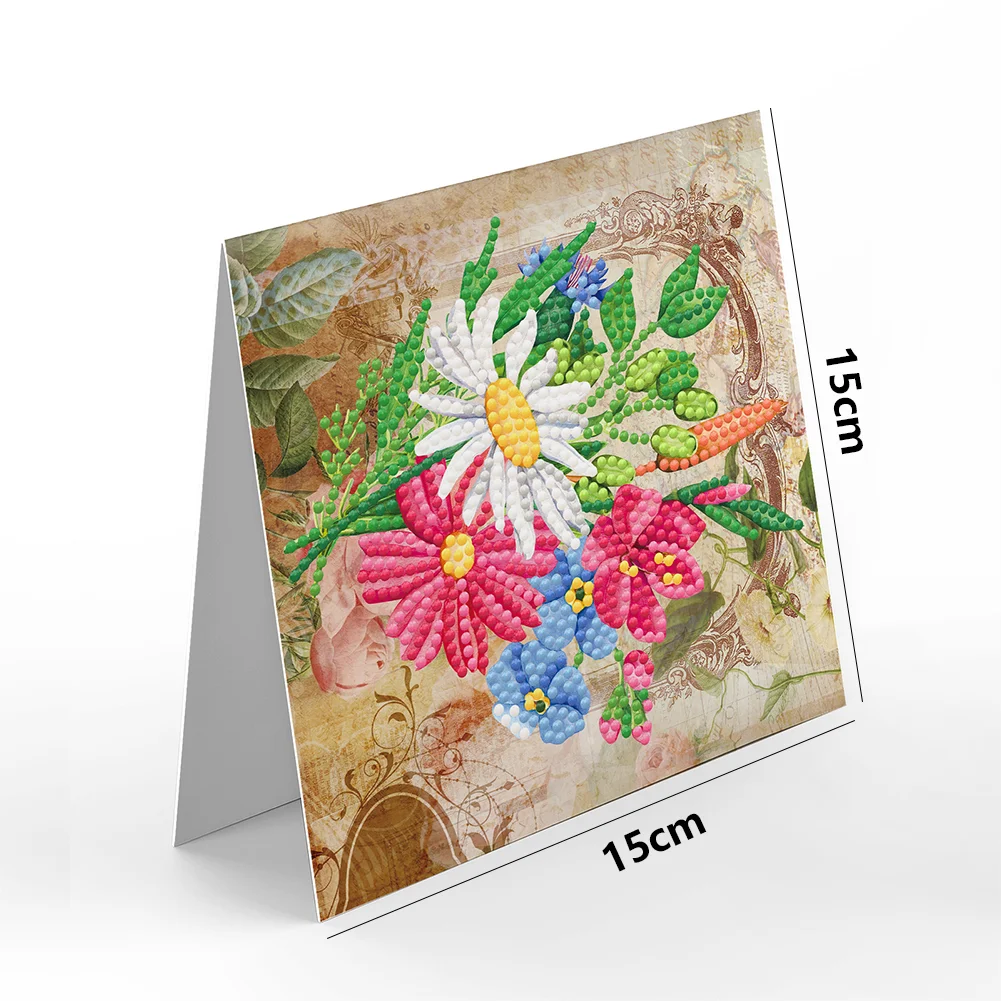 8pcs Flower Diamond Painting Greeting Card Includes Envelope DIY Postcards【With White Envelope】