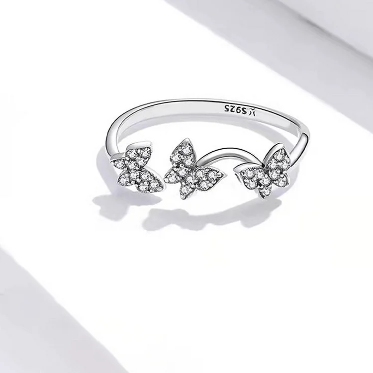 For Memorial - Those We Love Don’t Go Away They Fly with Us Every Day Silver Butterfly Ring