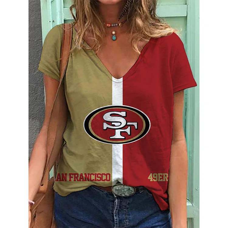 San Francisco 49ers Lightweight Short Sleeve V-Neck T-Shirt