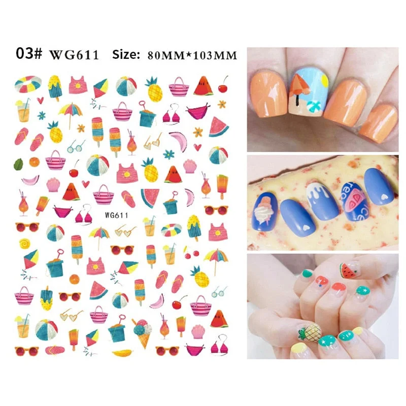 3D Hearts Clubs And Spades Poker Design Self-adhesive Sticker Decals Flowers Lines Geometric Nail Art Manicures Sliders Foils