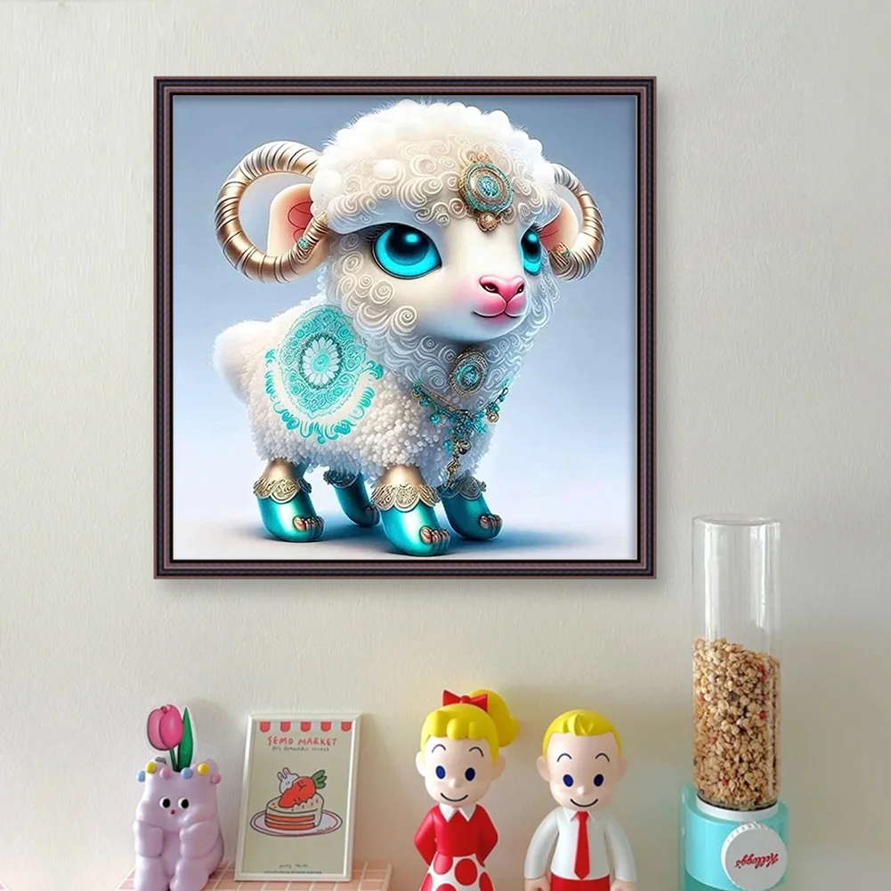11CT Full Stamped Cross Stitch - Zodiac Sheep(Canvas|40*40CM)