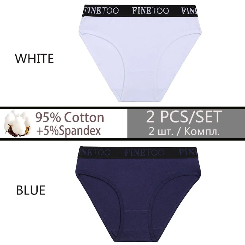 FINETOO 2PCS/Set Cotton Sexy Women Underwear Fashion Letter Women Panties Low-waisted Lingerie Female Girls 2021 Briefs M-XXL