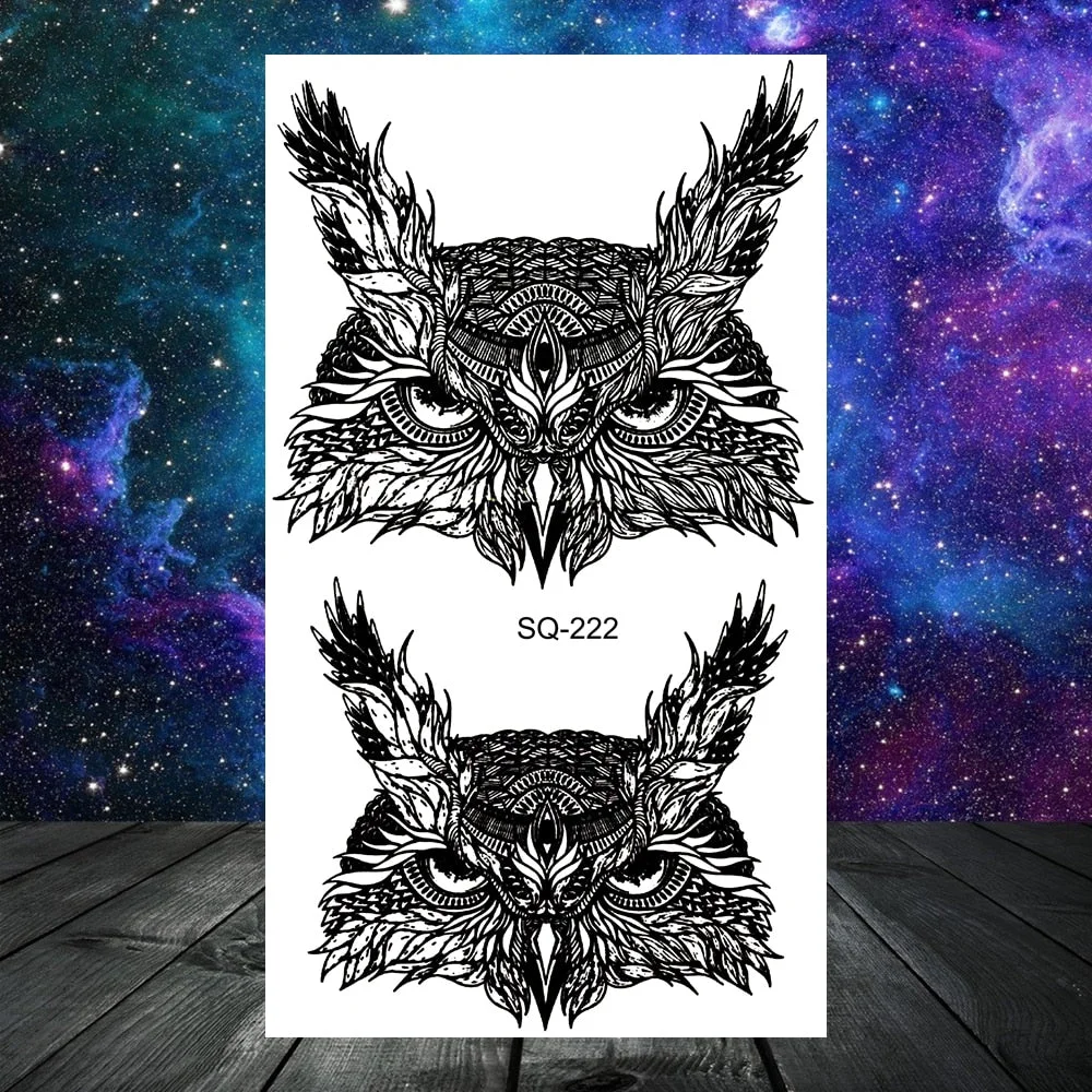 Lion Tiger Elephant Wolf Temporary Tattoos For Women Adult Men Skull Mandala Anchor Crown Fake Tattoo Neck Arm Hands Small Tatoo