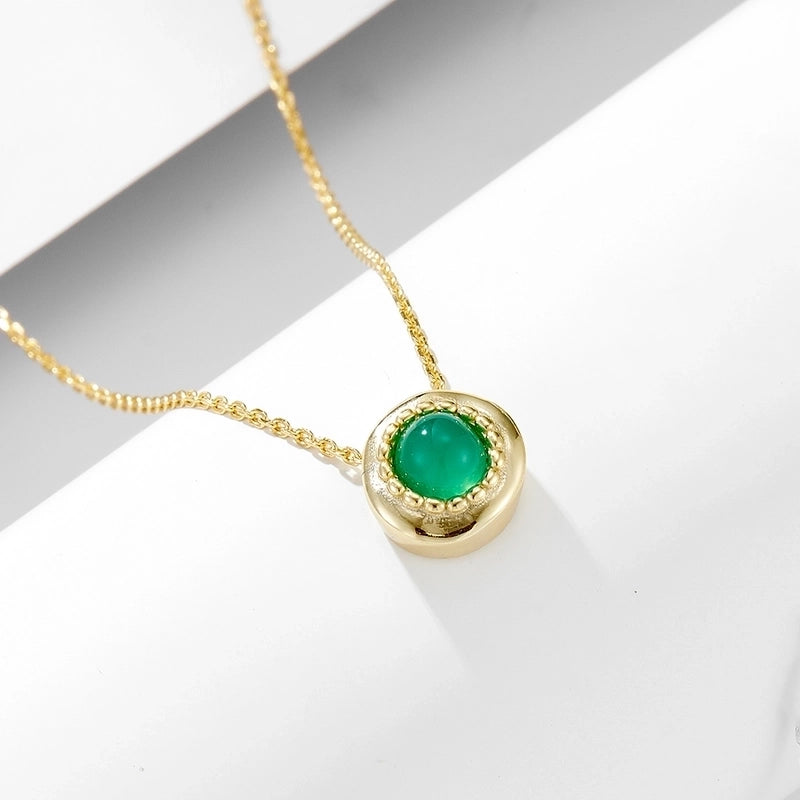 925 Sterling Silver Zircon Round Pendant Necklace