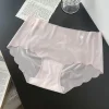 Ultra-Thin Ice Silk Sexy Solid Brief Panties for Women Ice Silk Seamless Brief Underwear Mid-Rise Breathable Full Coverage Underwear Women Panties Hipster Underpants