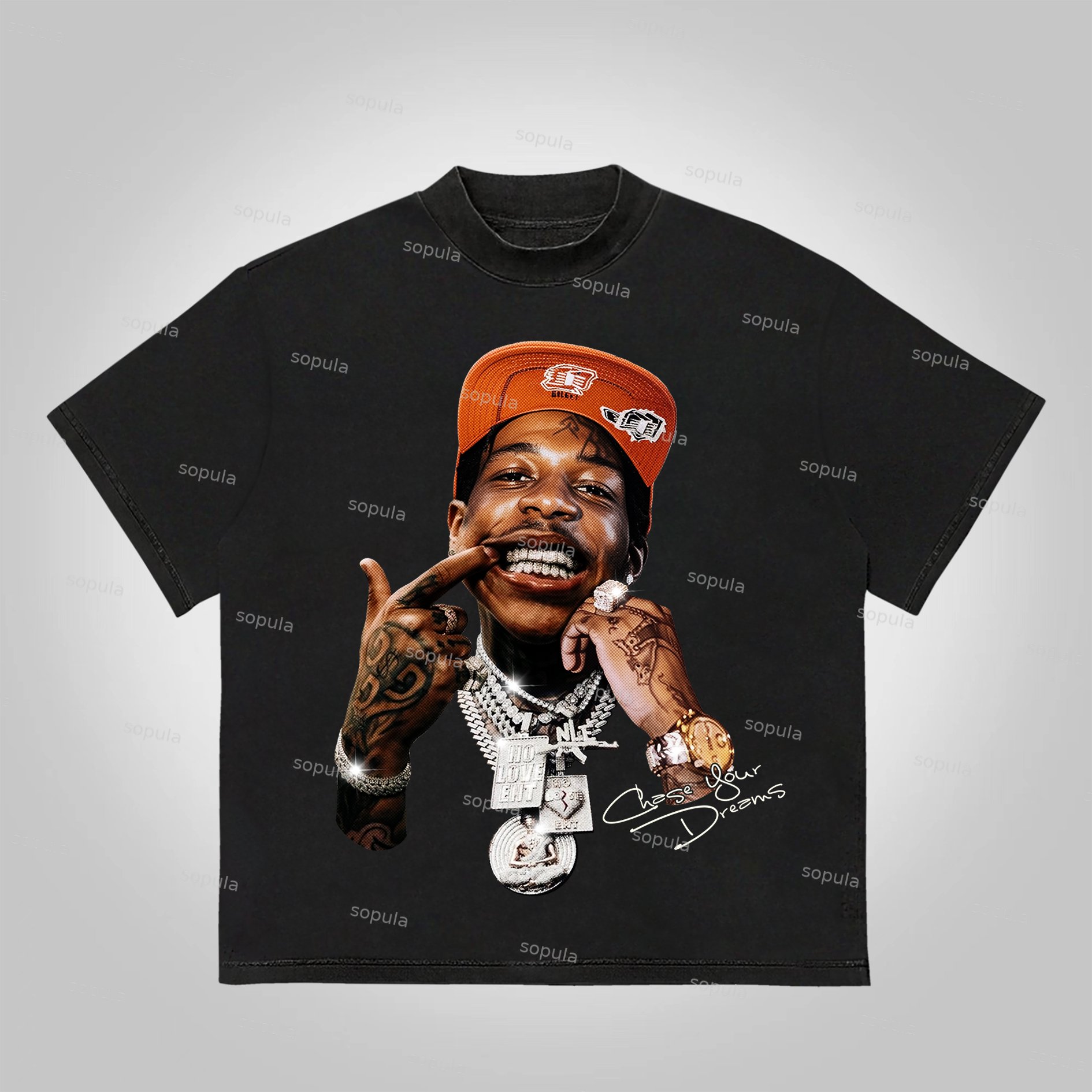 Sopula Portrait Graphics Of Street Fashion Figures Cotton T-Shirt