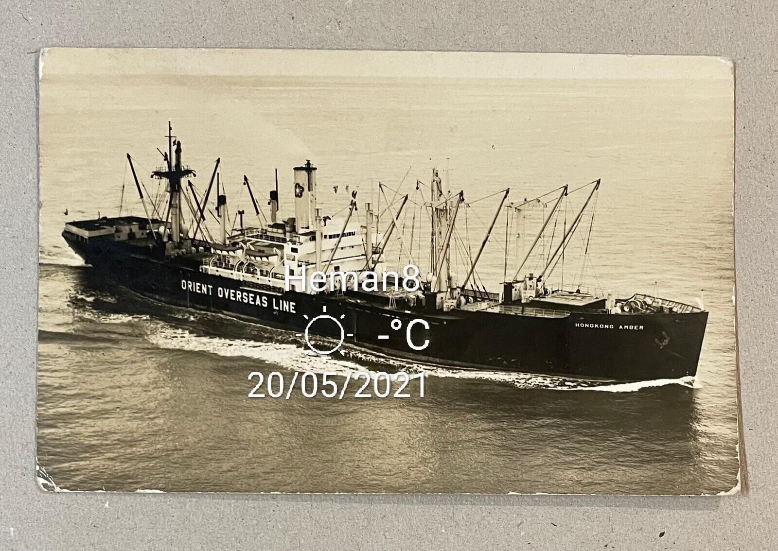 Vintage ship real Photo Poster painting Hong Kong Amber - Orient Overseas Line