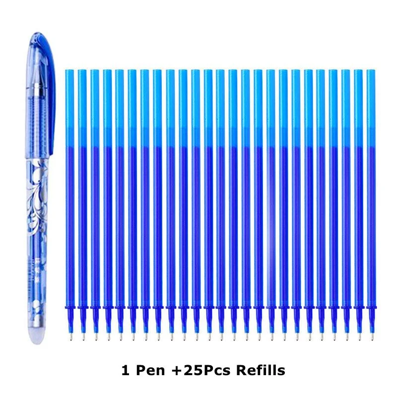 Erasable Pen Refills Rod Set 0.5mm Needle/0.7mm Bullet tip Washable Handle Erasable Ballpoint Pen for School Pen Writing Tools