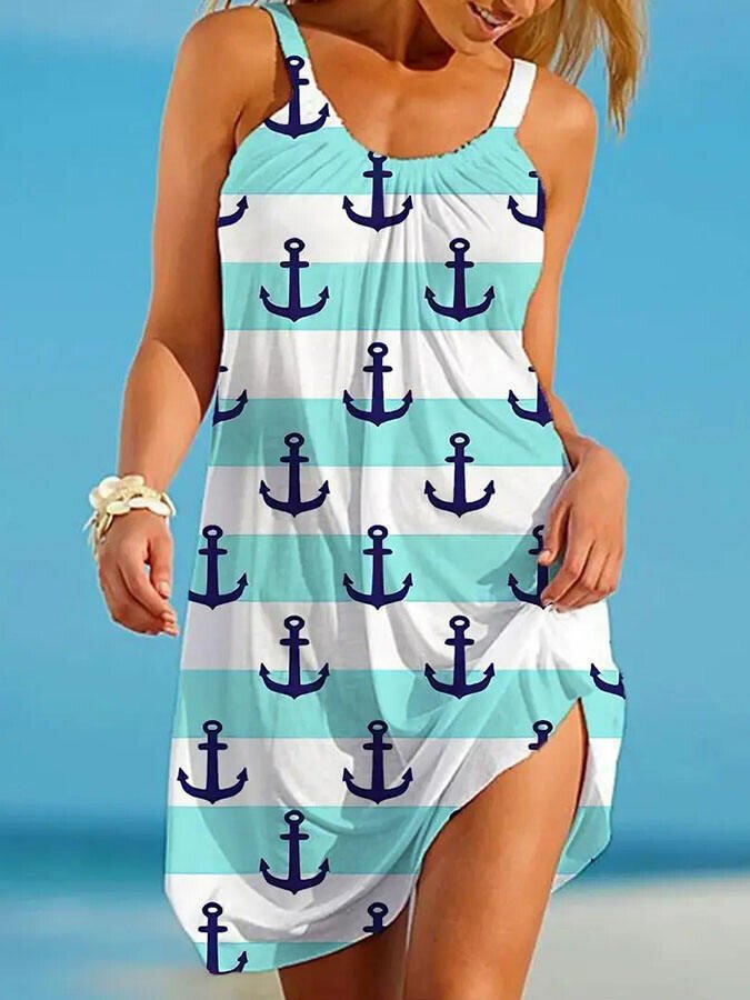 Anchor Print Beach Dress
