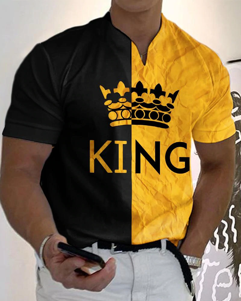 Men's Casual V-Neck King T-Shirt