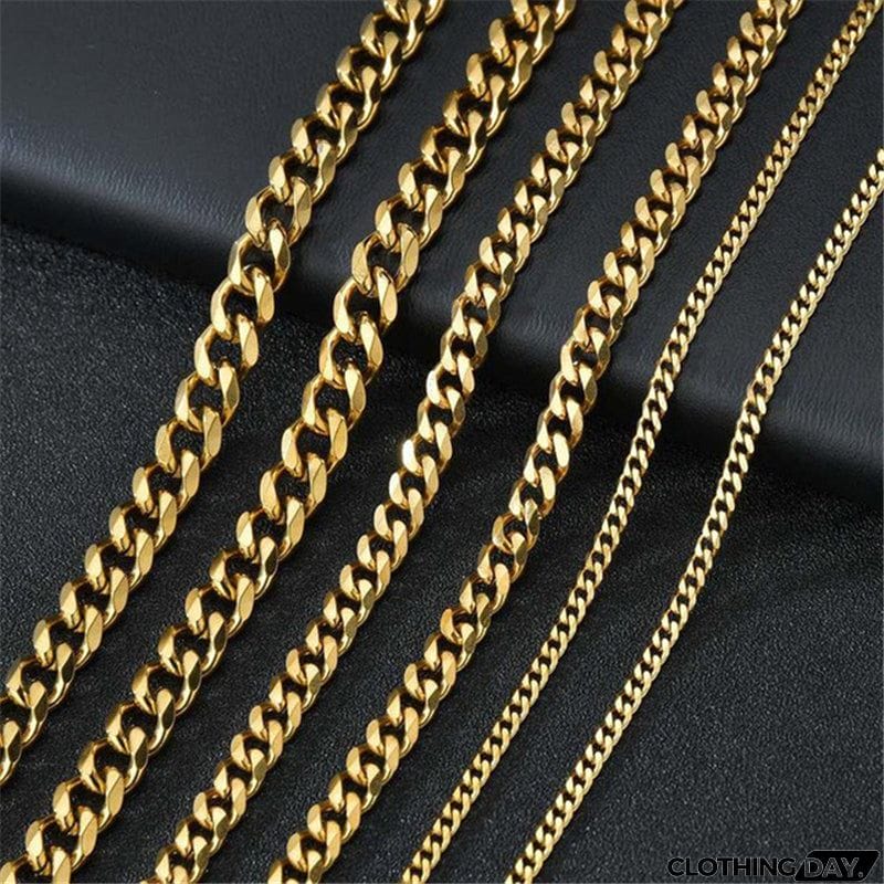 New Classic Men's Gold Chain Only Necklaces Width 3 To 7mm