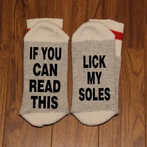 pornhint Pornhint If You Can Read This ... Lick My Soles (Word Socks - Funny Socks - Novelty Socks)