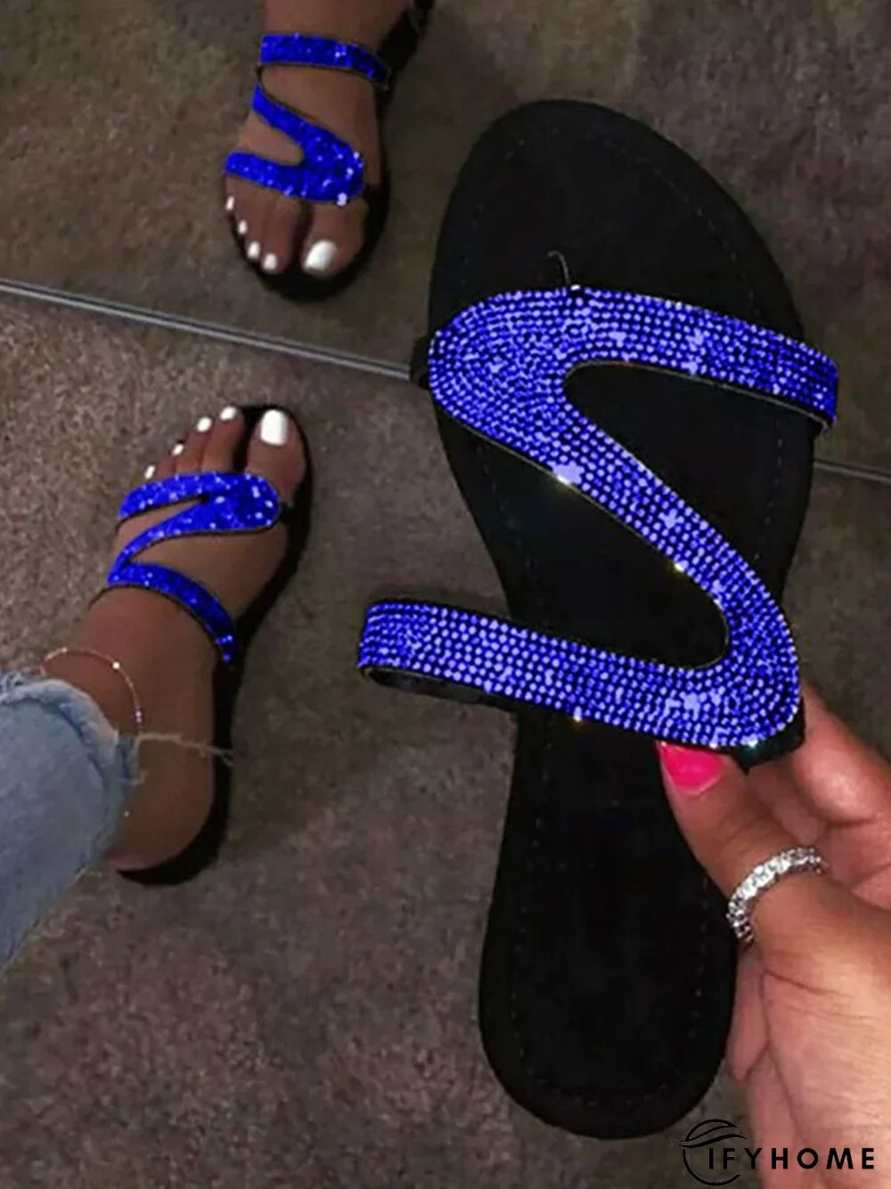 Rhinestone S Letter Sexy Sandals | IFYHOME