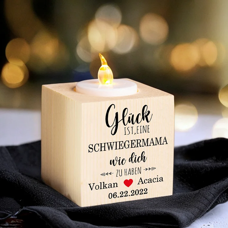 Kettenmachen Holz Kompliment Kerzenhalter Personalisierte 2 Namen & Datum 1 bedruckte Seite-Glück ist eine Schwiegermutter wie dich zu haben-Geschenk für Schwiegermutter