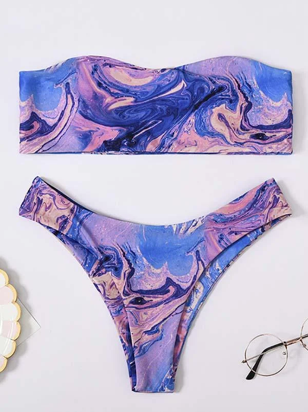Tie-Dyed Purple Bikini Swimsuit