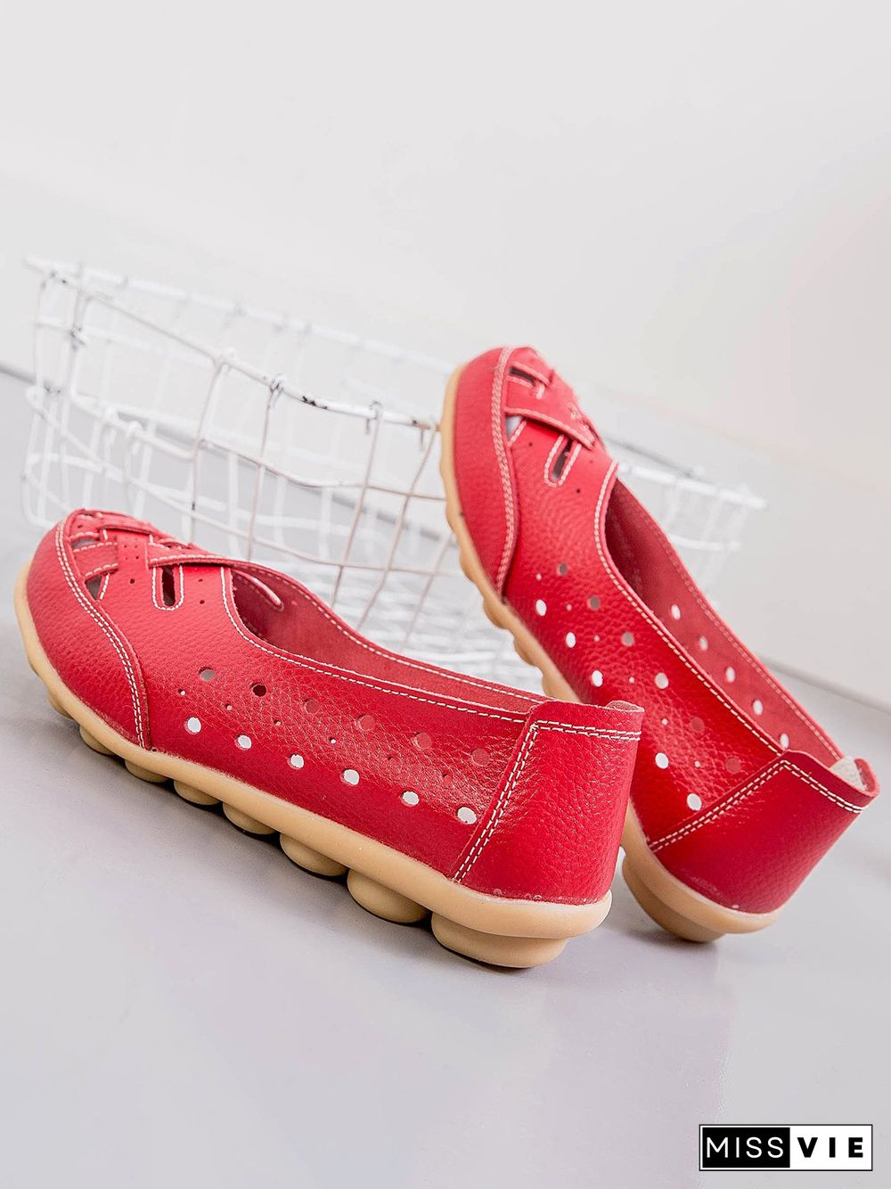 Hollow Leather Soft Sole Shoes