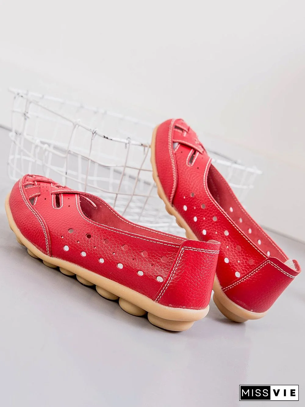Hollow Leather Soft Sole Shoes