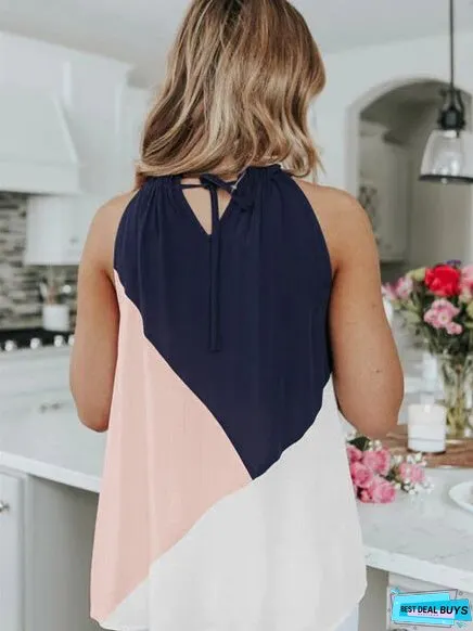 Halter Straps Contrast Color Vest T-shirt Top