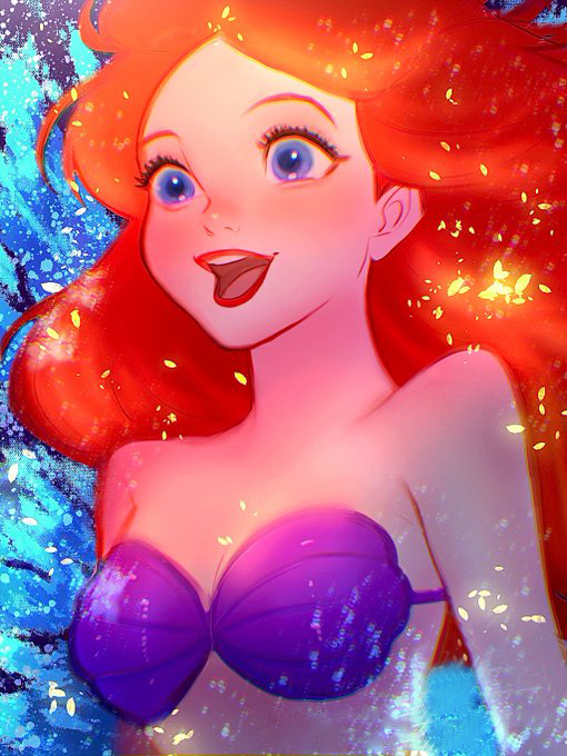 Anime Girl Disney Princess Mermaid Ariel 40*50CM(Canvas) Full Round Drill Diamond Painting gbfke