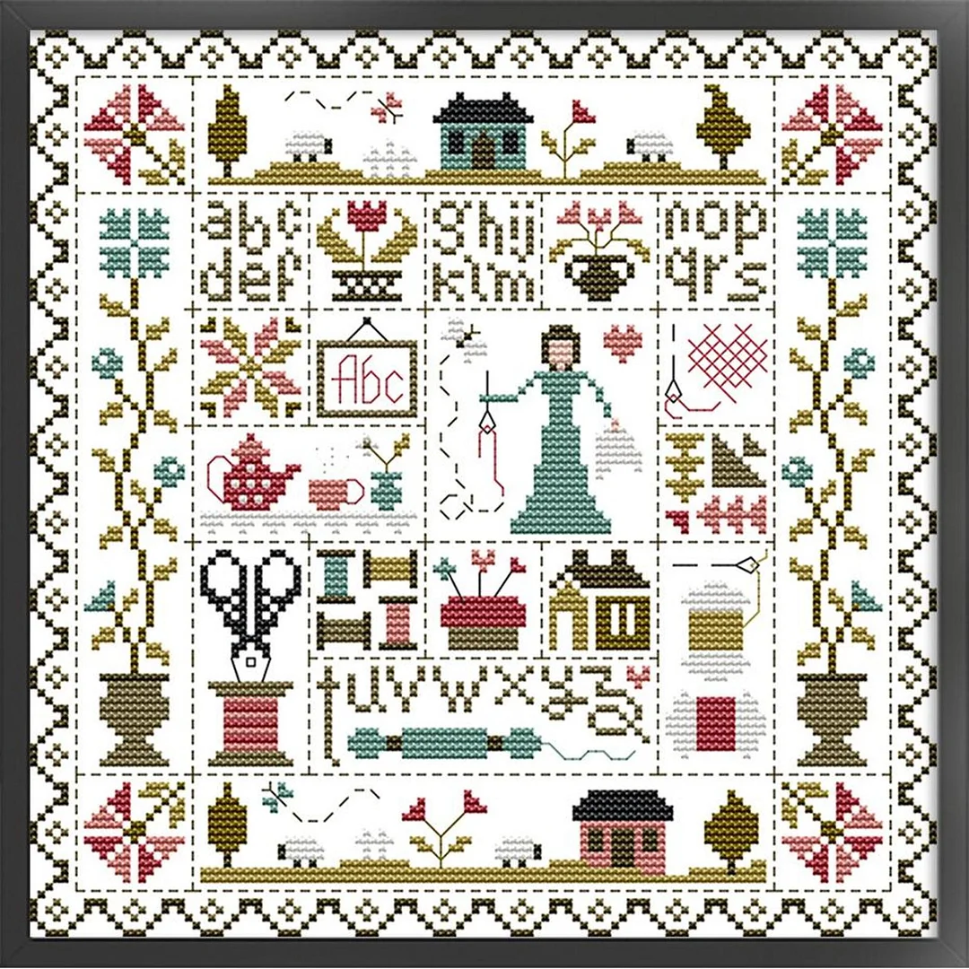 Sewing Cross Stitch Kit 28x28cm DIY 11CT Thread Art White Fabric Decor