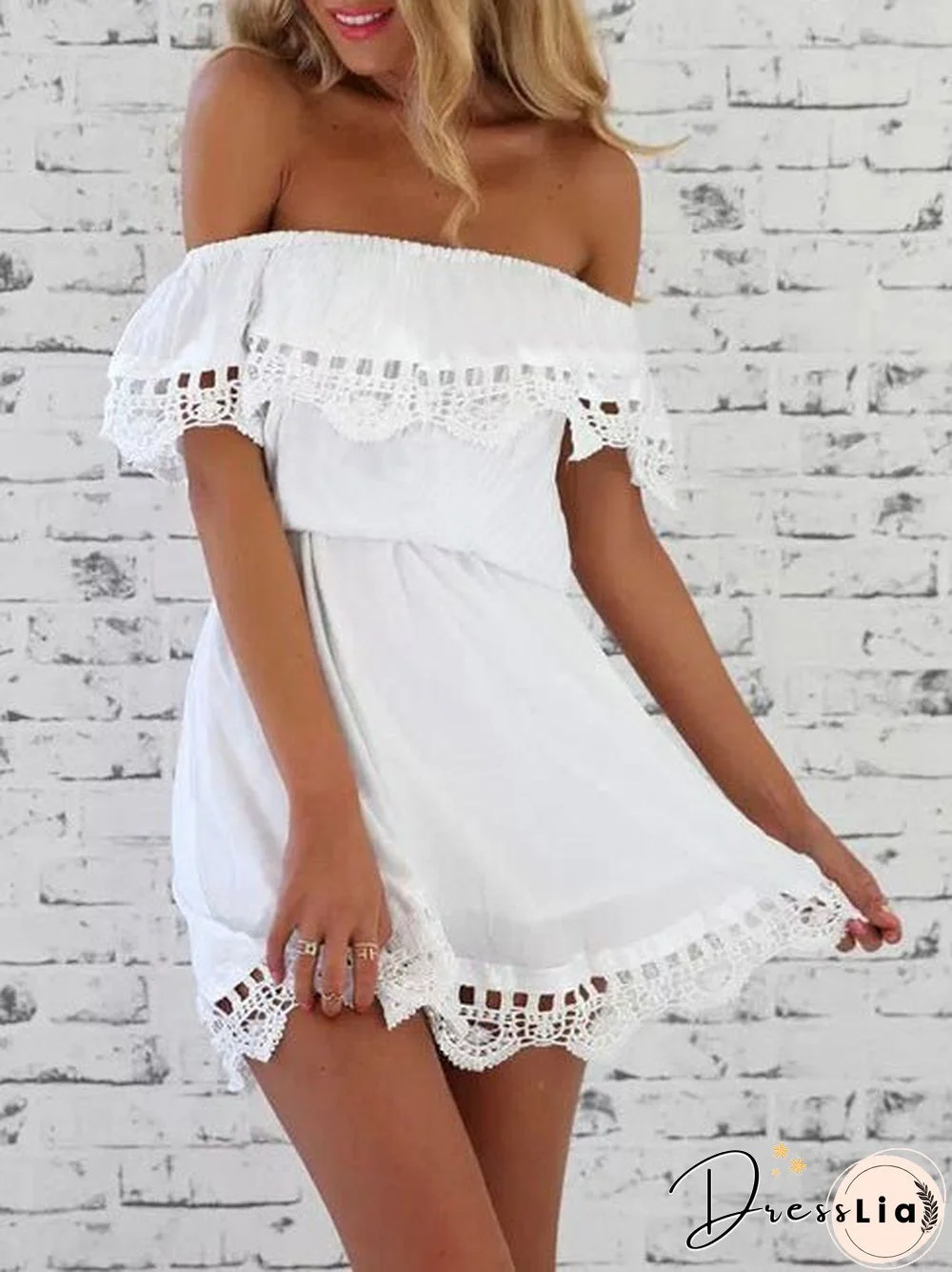 Women'S Dresses One-Shoulder Lace Mini Dress