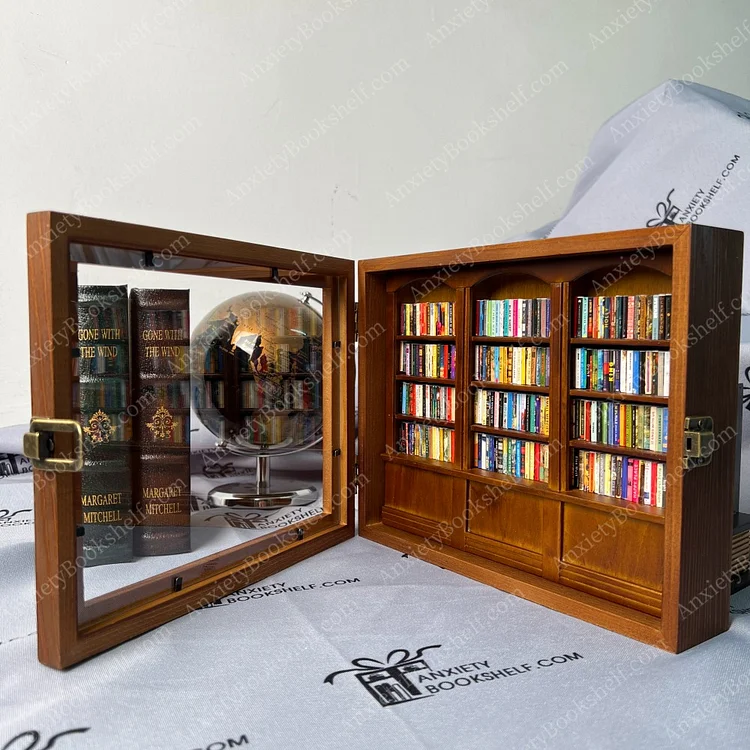Anti-Anxiety Bookshelf Ornament Wooden Miniature Shaking Away Your