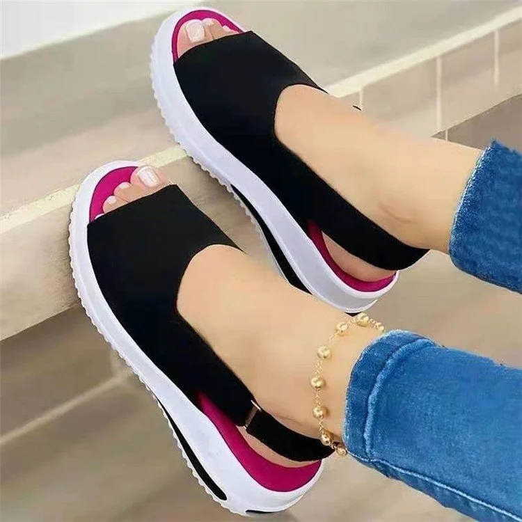 Breakj Breakj Women's Shoes Large Summer New Thick-Soled Simple Women's Single Shoes Magic Stick Casual Fish Mouth Sandals Women
