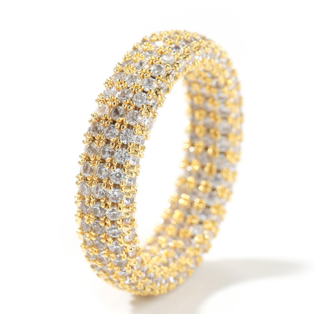Iced Out 3 Rows Full Bling CZ Stone Gold/Silver/Rose Gold Rings