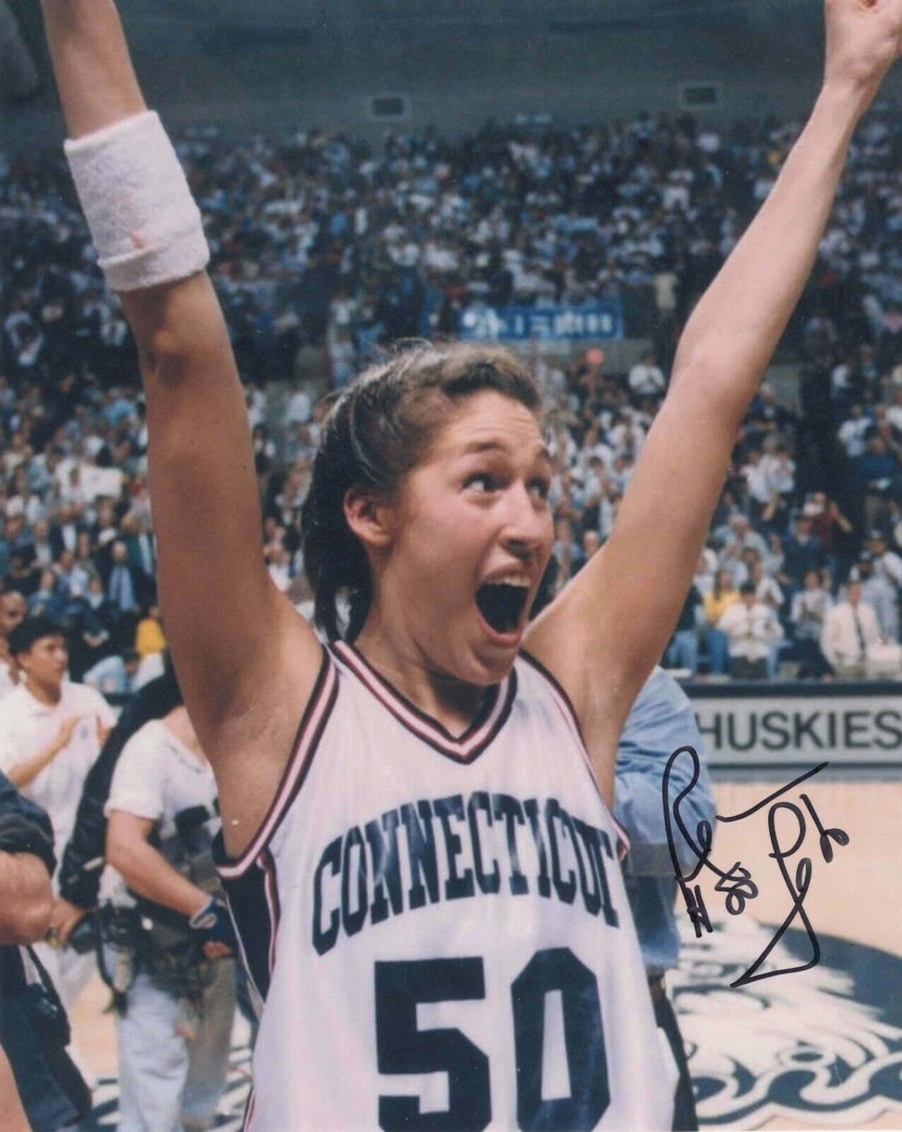 REBECCA LOBO SIGNED UCONN UNIVERSITY OF CONNECTICUT BASKETBALL WNBA 8X10 Photo Poster painting