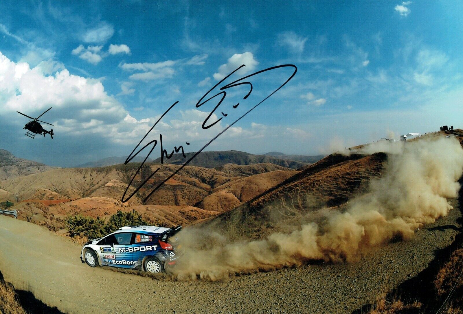 Elfyn EVANS WRC Mexico Rally Stage SIGNED AUTOGRAPH 12x8 Photo Poster painting AFTAL COA