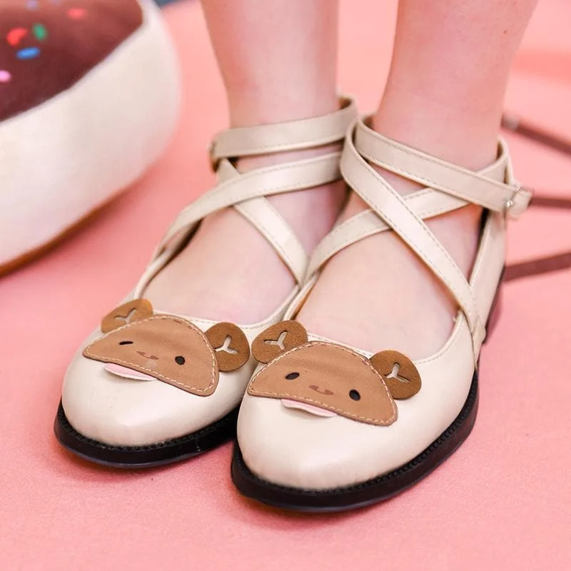 Apricot Kawaii Lolita Bear Shoes SP1812182