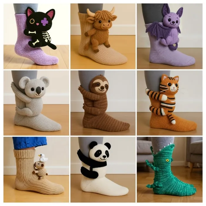 Hughug 3D Knit Animal Socks