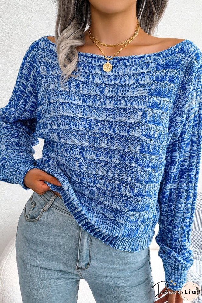 Cable Knit Wide Shoulder Short Length Sweaters Top