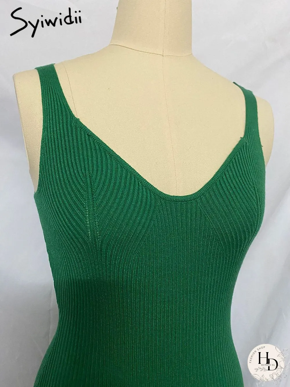 Bandage Dresses Side Split Green Knitted Slim Spaghetti Strap Elegant Ladies Mini Summer Party Night Blue Sexy Dress