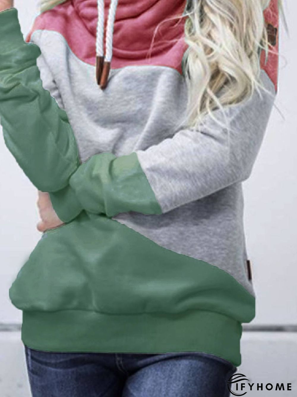 Long Sleeve Paneled Solid Hoodie Sweatshirts | IFYHOME