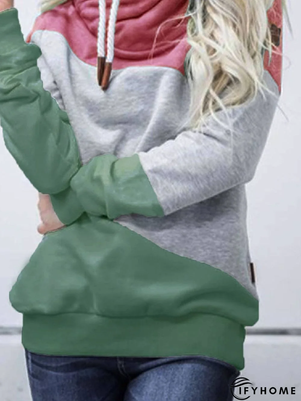 Long Sleeve Paneled Solid Hoodie Sweatshirts | IFYHOME