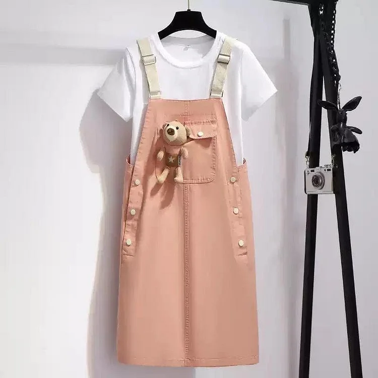 Cute Pastel Pink Overallas Dress SS1299