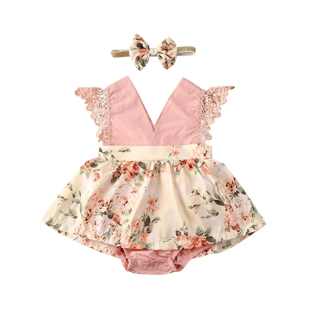 Cute 2pcs Rose Flower Newborn Baby Girls Romper Tutu Dress Jumpsuit Outfits Clothes