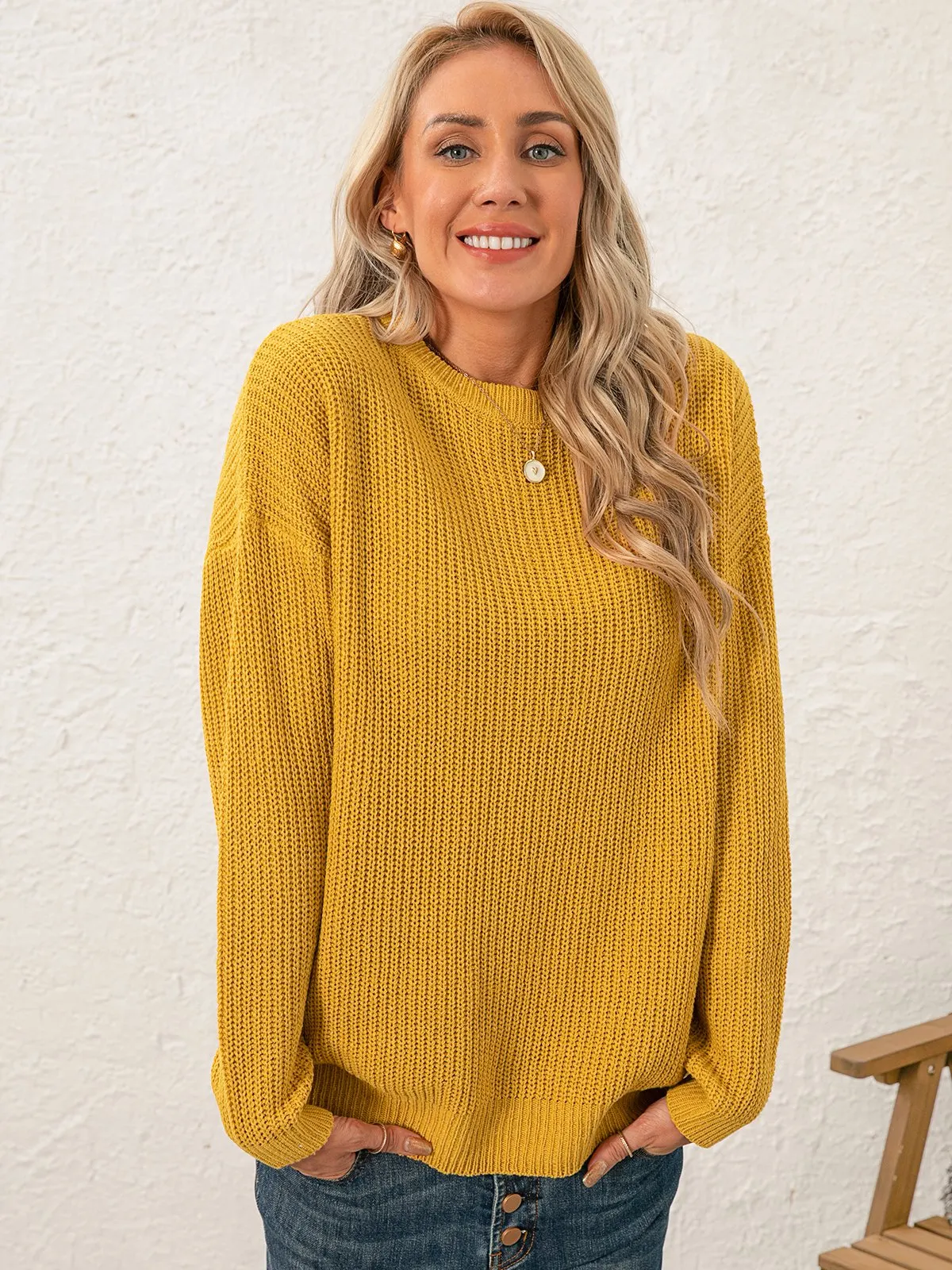Women Sweet Mid-weight Micro-Elasticity Date Long sleeve Crew Neck Regular Sweater