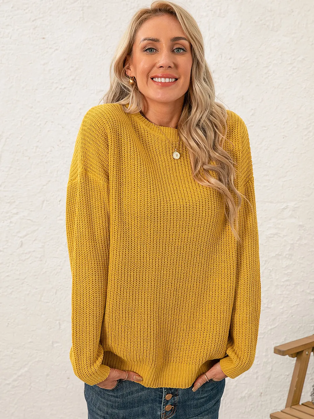 Women Sweet Mid-weight Micro-Elasticity Date Long sleeve Crew Neck Regular Sweater