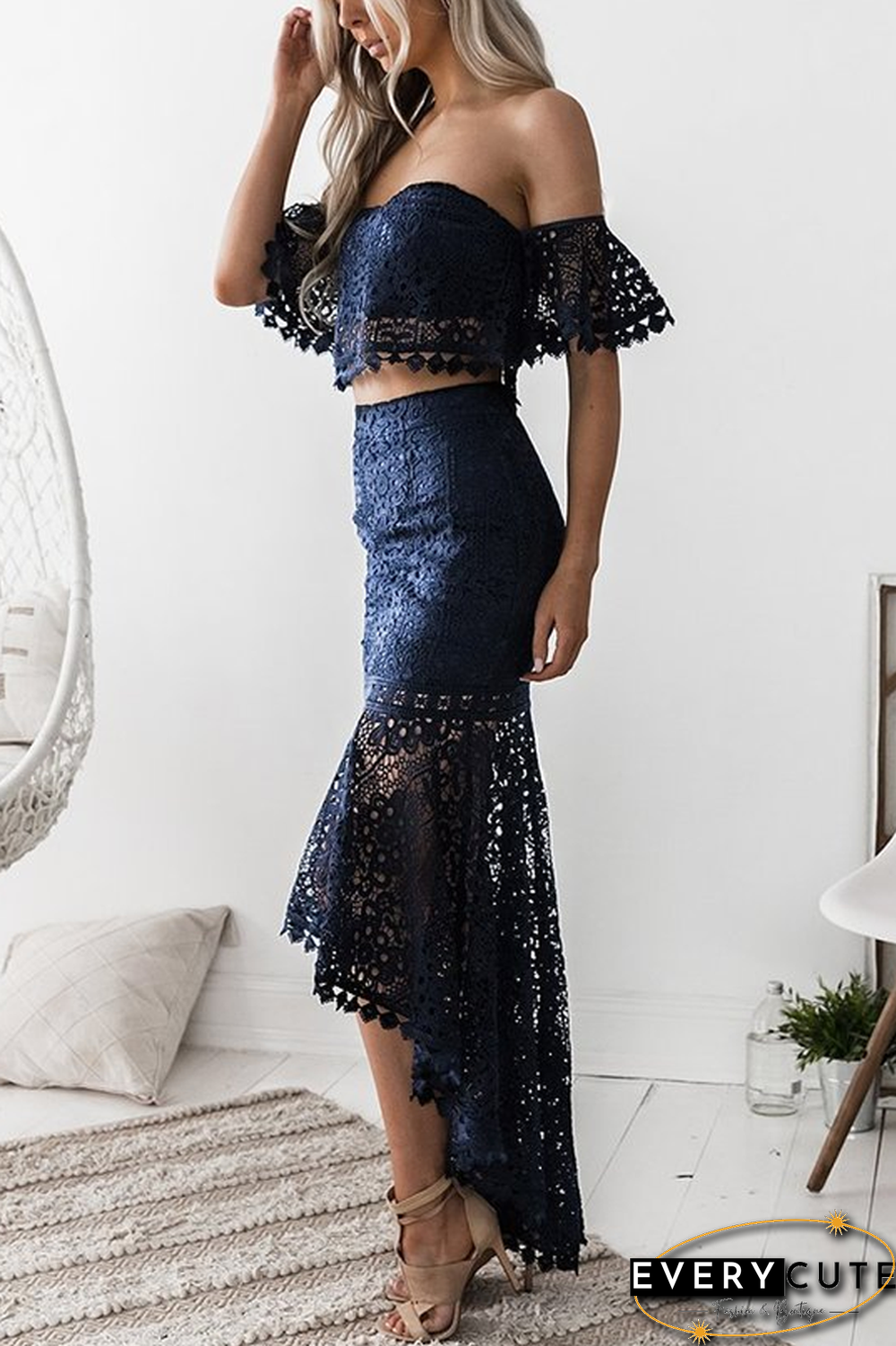 KarliDress Off The Shoulder Two Piece Lace Dress P12677