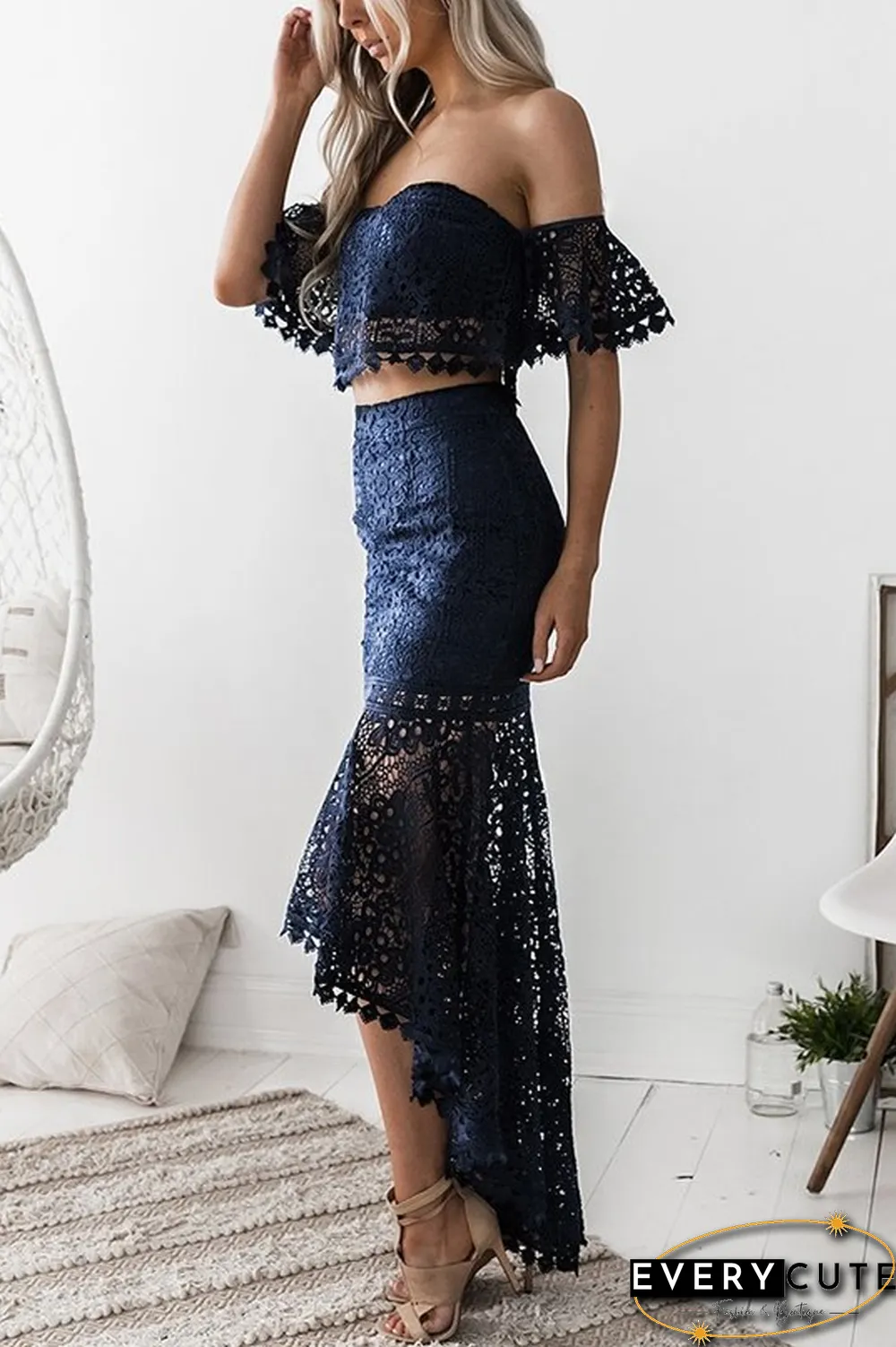 KarliDress Off The Shoulder Two Piece Lace Dress P12677