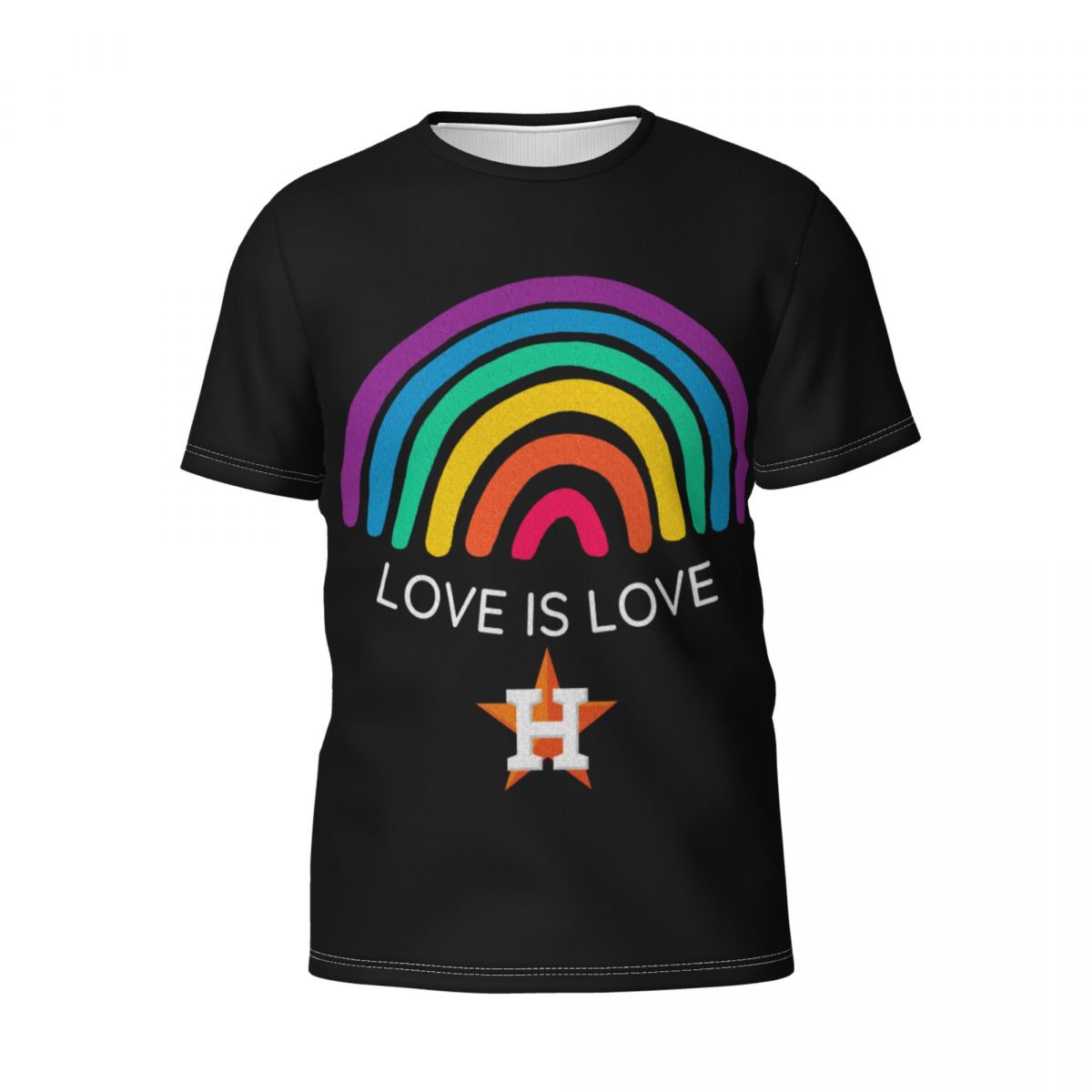 Houston Astros Love is Love Pride Rainbow Men's Short Sleeve Shirt