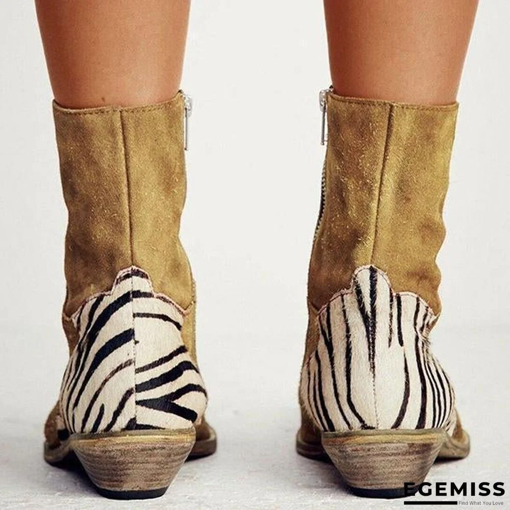 Casual Pointed Toe Zebra-Striped Boots | EGEMISS