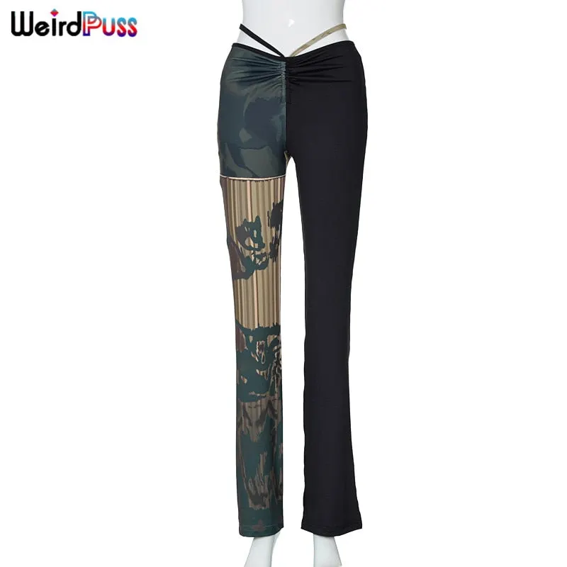 OrangeA 2021 Y2K Bandage Women Straight Pants Solid Elastic High Waist Slim Long Trousers 2021 Fashion Autumn Streetwear Outfits
