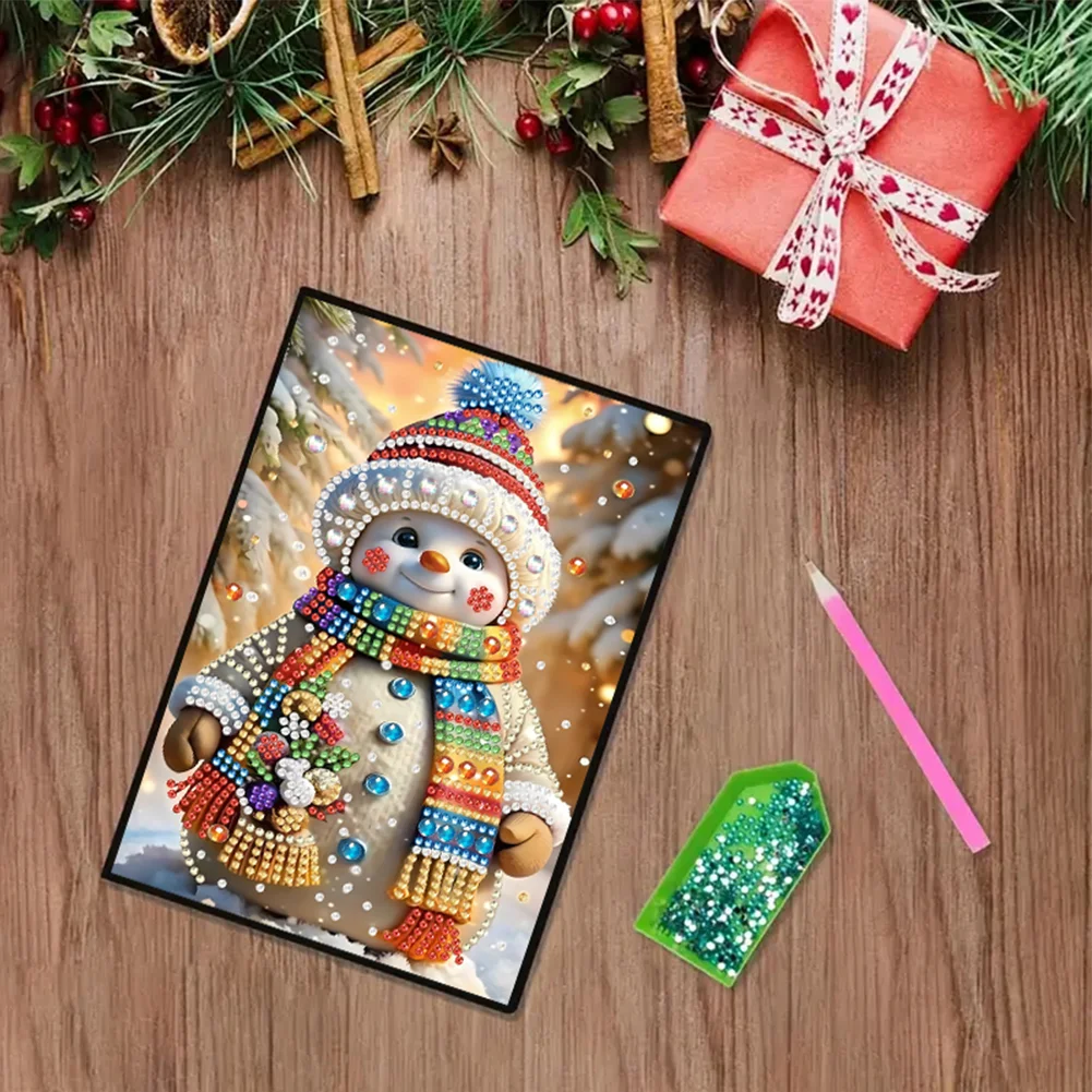 2pcs 50-Page A5 Snowman Diamond Painting Notebook for Adults Holiday Gift