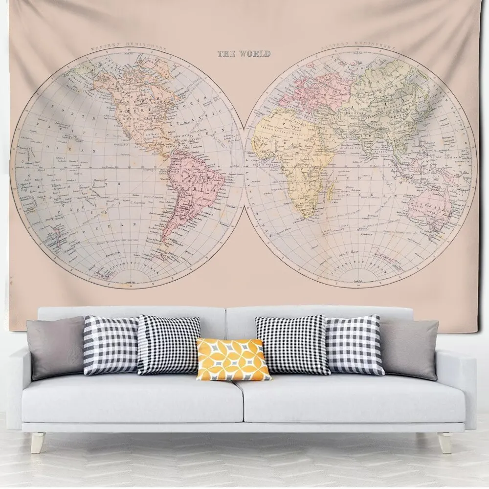 Nigikala Map Tapestry World Map Wall Hanging Psychedelic Witchcraft ...